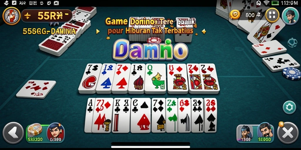 Tampilan gameplay seru dalam 55RT yang menampilkan teknik bermain Domino.