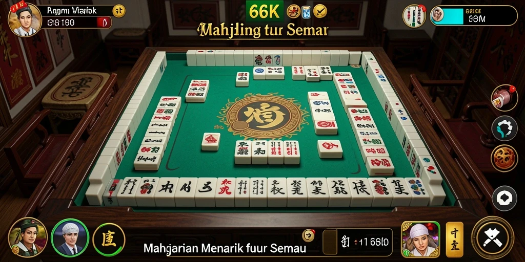 Screenshot gameplay 66K menampilkan aksi seru Mahjong.