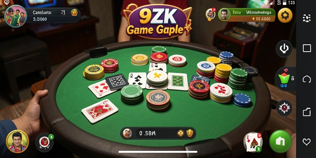 Gameplay seru Gaple di 9ZK dengan teman-teman.