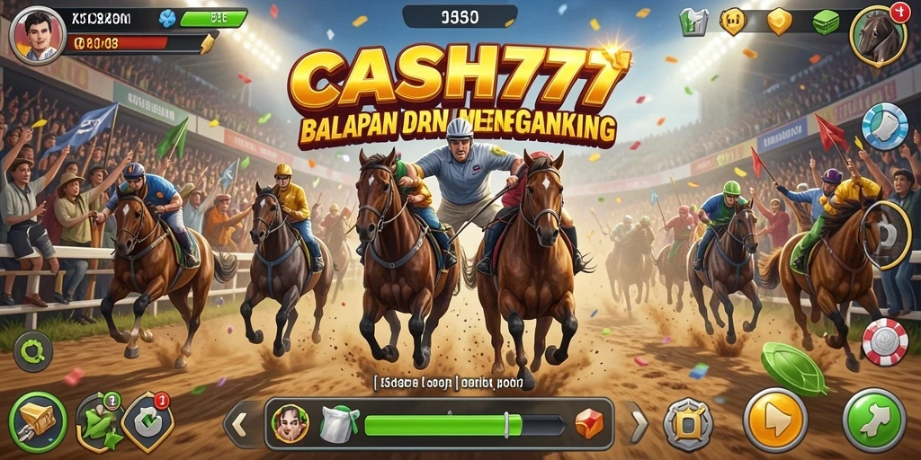 Screenshot utama game CASH777 menampilkan aksi balapan yang mendebarkan.