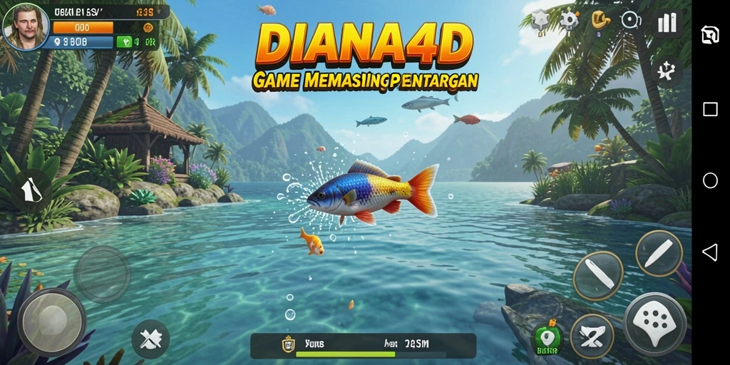 Tampilan gameplay DIANA4D yang menarik dengan aksi memancing seru.