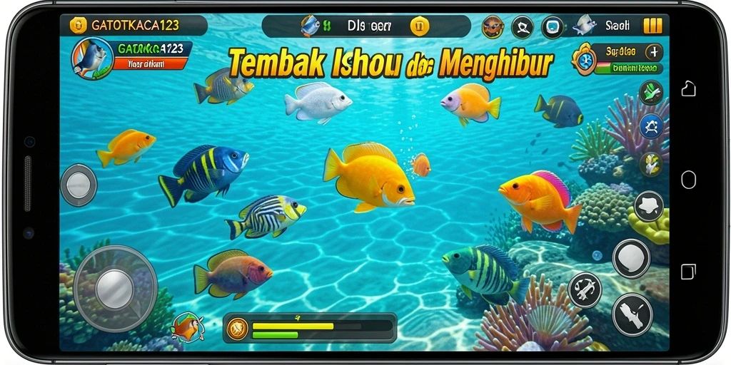 Tampilan gameplay menegangkan dari GATOTKACA123 saat berburu ikan.