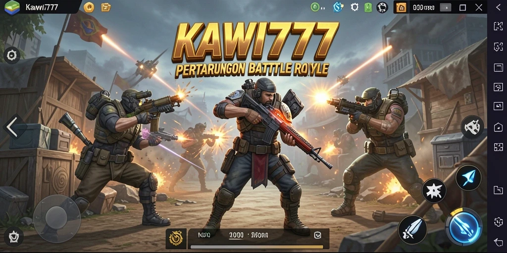 Screenshot gameplay KAWI777 yang menampilkan suasana Battle Royale yang mendebarkan.