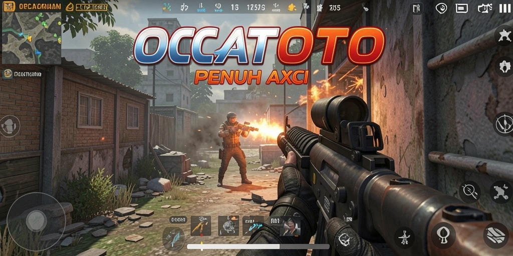 Tangkapan layar OCATOTO menampilkan aksi pertempuran yang intens dalam mode FPS.