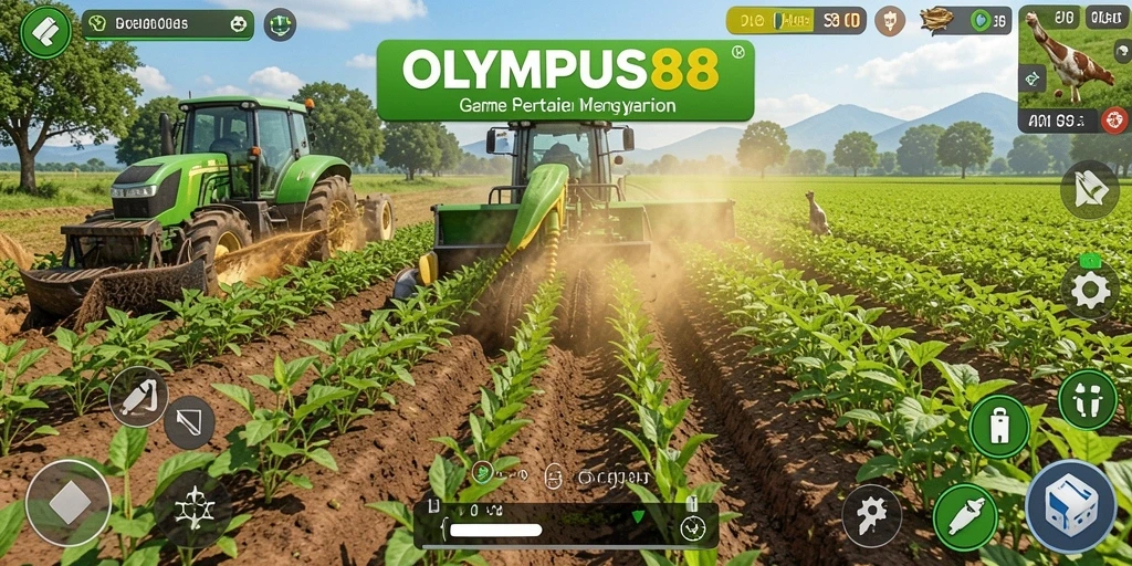 Tampilan grafik menawan dari gameplay OLYMPUS88 yang menunjukkan aktivitas pertanian.