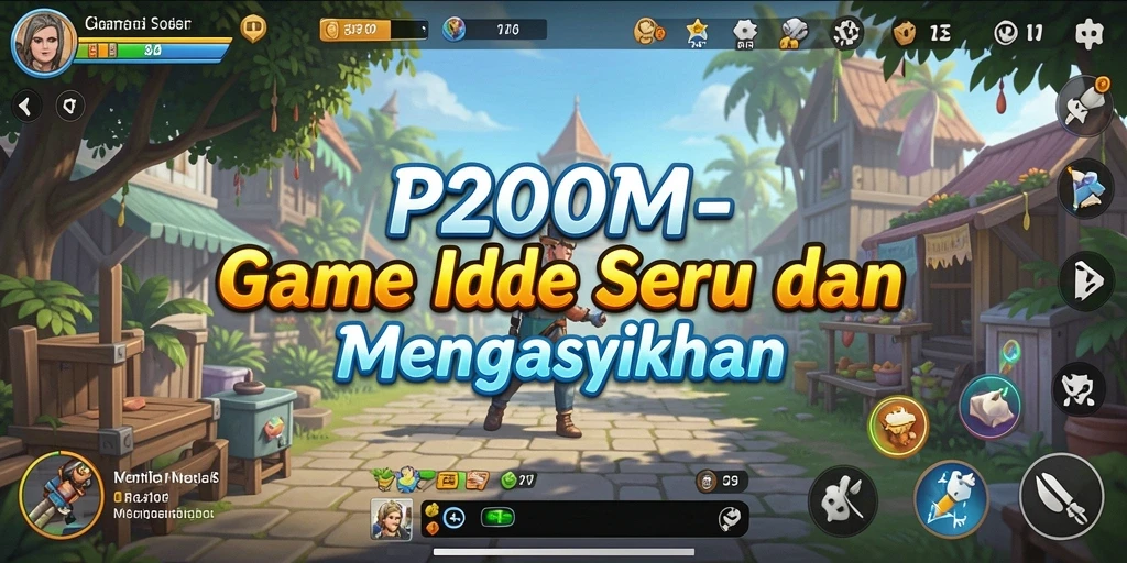 Screenshot menunjukkan karakter P200M sedang menghasilkan uang dalam gameplay Idle.