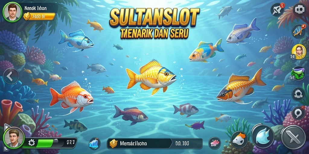 Tampilan gameplay SULTANSLOT yang seru saat menembak ikan.