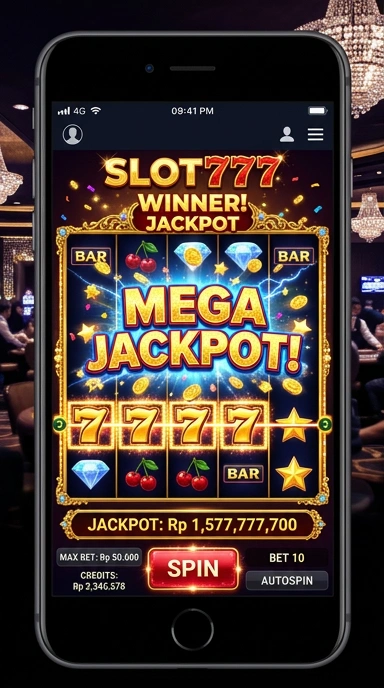 Tampilan antarmuka utama aplikasi slot777.